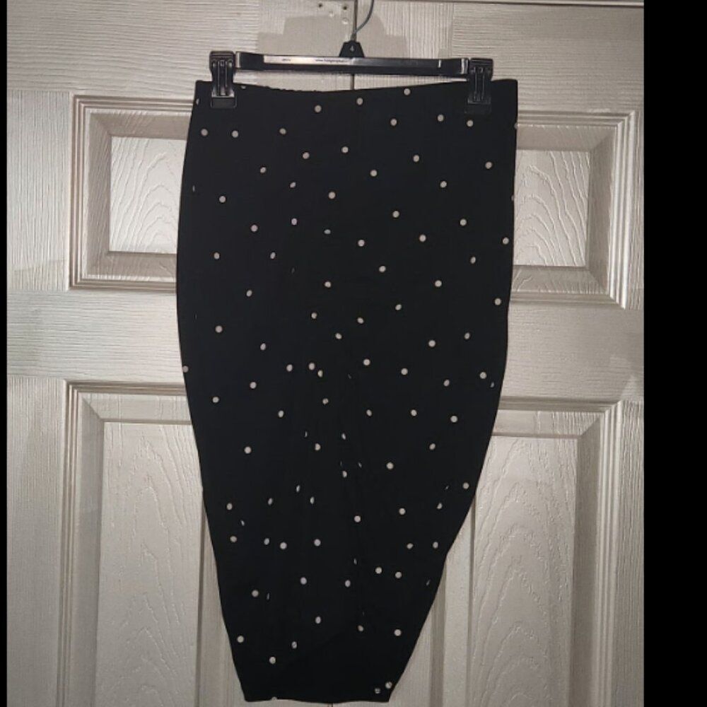 Black White Polka Dot Ruched Skirt Size S - Picture 6 of 8